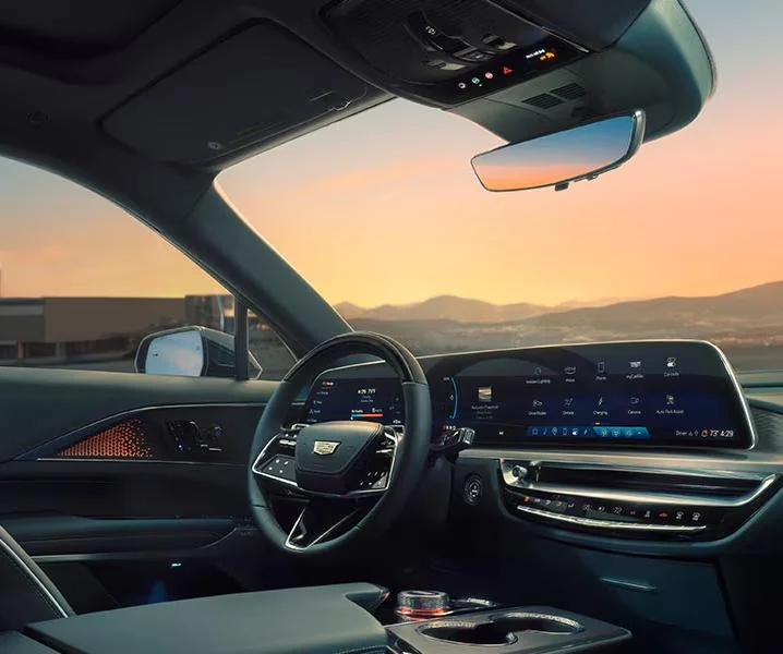 Vehicle interior at sunset from the supplied window film catalog