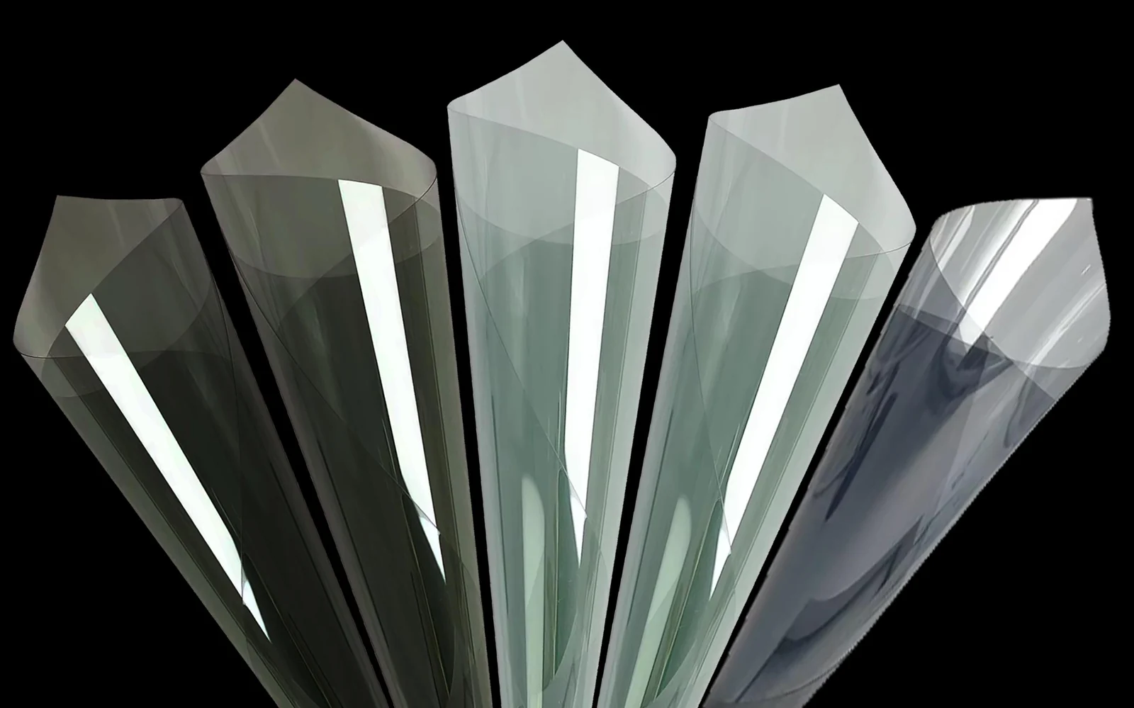 Window film material samples from the supplied product catalog
